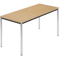 Rechtecktisch, Rundrohr verchromt BxT 1400 x 700 mm Buche natur