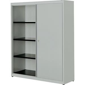 mauser Schuifdeurkast, h x b x d = 1516 x 1200 x 432 mm, stalen blad, 3 legborden, lichtgrijs / lichtgrijs / lichtgrijs
