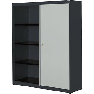 mauser Schuifdeurkast, h x b x d = 1516 x 1200 x 432 mm, stalen blad, 3 legborden, antracietgrijs / lichtgrijs / antracietgrijs