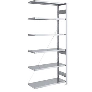 EUROKRAFTpro Lager-Steckregal, verzinkt, Bauart mittelschwer Regalhöhe 2500 mm Anbauregal, Breite x Tiefe 1000 x 500 mm
