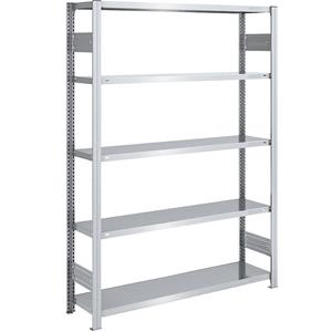 EUROKRAFTpro Lager-Steckregal, verzinkt HxB 2000 x 1300 mm, mit 5 Stahlböden Grundregal, Fachlast 180 kg, Tiefe 400 mm