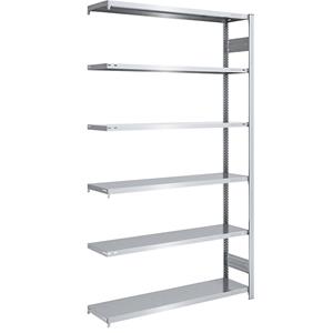 EUROKRAFTpro Lager-Steckregal, verzinkt HxB 2500 x 1300 mm, mit 6 Stahlböden Anbauregal, Fachlast 180 kg, Tiefe 400 mm