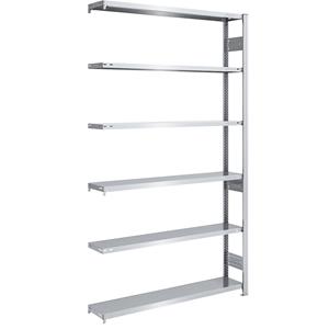 EUROKRAFTpro Lager-Steckregal, verzinkt HxB 2500 x 1300 mm, mit 6 Stahlböden Anbauregal, Fachlast 200 kg, Tiefe 300 mm