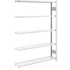 EUROKRAFTpro Lager-Steckregal, grau HxB 2000 x 1300 mm, mit 5 Stahlböden Anbauregal, Fachlast 175 kg, Tiefe 300 mm