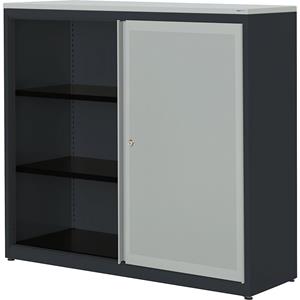 mauser Schuifdeurkast, akoestisch effect, kunststof blad, h x b x d = 1180 x 1200 x 432 mm, 2 legborden, antracietgrijs / lichtgrijs / lichtgrijs