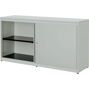 mauser Schuifdeurkast, h x b x d = 830 x 1600 x 432 mm, kunststof blad, 2 x 1 legbord, lichtgrijs / lichtgrijs / lichtgrijs