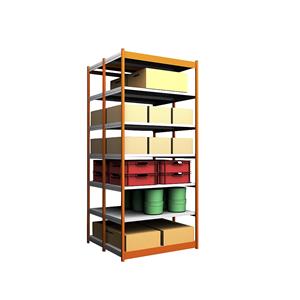 hofe Robuuste inhaakstelling, dubbelzijdig, stellinghoogte 3000 mm, oranje / verzinkt, legbordbreedte 1325 mm, basisstelling, breedte x diepte = 1325 x 600 mm