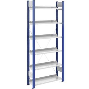 Hofe Ordner-Steckregal einseitig, Höhe 2000 mm BxT 750 x 300 mm, Grundregal, blau / grau