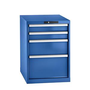 Lista Schubladenschrank, Stahlblech HxB 800 x 564 mm, 4 Schubladen enzianblau
