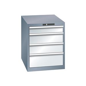 Lista Schubladenschrank, 4 Schubladen BxTxH 564 x 724 x 700 mm grau metallic / lichtgrau