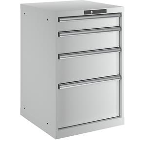 Lista Schubladenschrank, 4 Schubladen BxTxH 564 x 572 x 850 mm lichtgrau