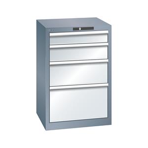 Lista Schubladenschrank, 4 Schubladen BxTxH 564 x 572 x 850 mm grau metallic / lichtgrau