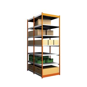 hofe Robuuste inhaakstelling, dubbelzijdig, stellinghoogte 3000 mm, oranje / verzinkt, legbordbreedte 1025 mm, basisstelling, breedte x diepte = 1025 x 800 mm