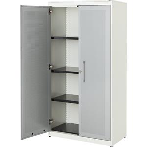 mauser Vleugeldeurkast, akoestisch effect, h x b x d = 1516 x 800 x 432 mm, 3 legborden, zuiver wit / blank aluminiumkleurig