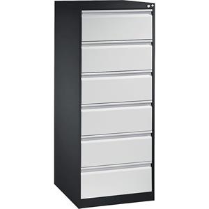 C+P Kaartsysteemkast ACURADO, 2 rijen, 6 laden, zwartgrijs/lichtgrijs