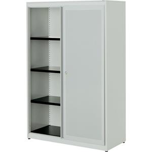 mauser Schuifdeurkast, akoestisch effect, stalen blad, h x b x d = 1516 x 1000 x 432 mm, 3 legborden, lichtgrijs / lichtgrijs / lichtgrijs