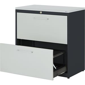mauser Hangmappenkast, kunststof blad, 2 laden, 2 rijen, met sluitdemping, antracietgrijs / lichtgrijs / lichtgrijs