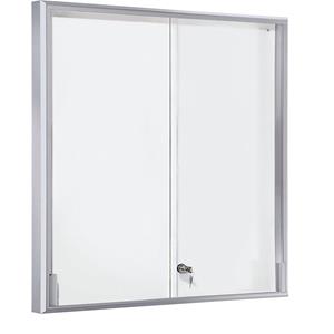 EUROKRAFTpro Vitrinekast, aluminium frame, schuifdeuren, 12 x A4, b x h x d = 910 x 970 x 50 mm, frame met rechte hoeken