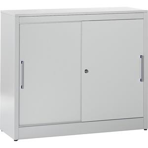 mauser Schuifdeurkast, bijzetkast met 2 legborden, h x b x d = 1040 x 1200 x 420 mm, lichtgrijs