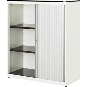 mauser Roldeurkast, h x b x d = 1168 x 1000 x 432 mm, blad met massieve kern, 2 legborden, zuiver wit / aluminiumkleurig / wit