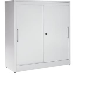 mauser Schuifdeurkast, bijzetkast met 2 legborden, h x b x d = 1240 x 1200 x 420 mm, lichtgrijs