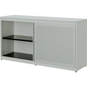 mauser Schuifdeurkast, akoestisch effect, kunststof blad, h x b x d = 830 x 1600 x 432 mm, 2 x 1 legbord, lichtgrijs / lichtgrijs / lichtgrijs