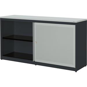 mauser Schuifdeurkast, akoestisch effect, kunststof blad, h x b x d = 830 x 1600 x 432 mm, 2 x 1 legbord, antracietgrijs / lichtgrijs / lichtgrijs