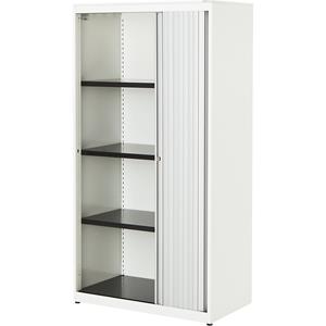 mauser Roldeurkast, h x b x d = 1516 x 800 x 432 mm, stalen blad, 3 legborden, zuiver wit / aluminiumkleurig / zuiver wit