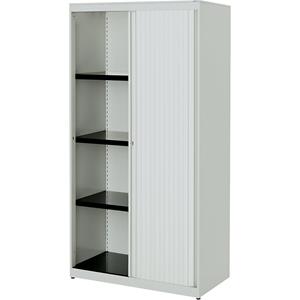 mauser Roldeurkast, h x b x d = 1516 x 800 x 432 mm, stalen blad, 3 legborden, lichtgrijs / lichtgrijs / lichtgrijs