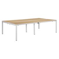 Teambureau voor vier personen, breedte 1200 / 2400 mm, diepte 800 / 1660 mm, wit/beukenhout