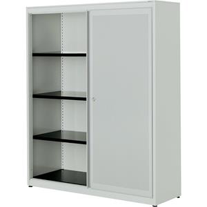 mauser Schuifdeurkast, akoestisch effect, stalen blad, h x b x d = 1516 x 1200 x 432 mm, 3 legborden, lichtgrijs / lichtgrijs / lichtgrijs