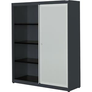mauser Schuifdeurkast, akoestisch effect, stalen blad, h x b x d = 1516 x 1200 x 432 mm, 3 legborden, antracietgrijs / lichtgrijs / antracietgrijs