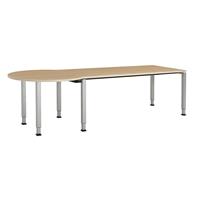 mauser Rechthoekige tafel, b x d = 1800 x 800 mm, halve ronding links, blad ahornhoutdecor, onderstel blank aluminiumkleurig