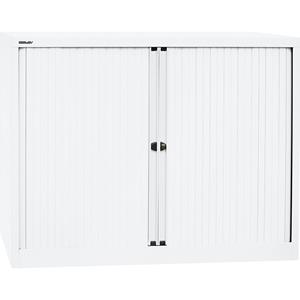 BISLEY Euro-roldeurkast, breedte 1200 mm, 2 legborden, verkeerswit