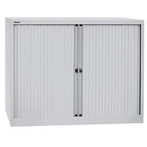 BISLEY Euro-roldeurkast, breedte 1200 mm, 2 legborden, lichtgrijs