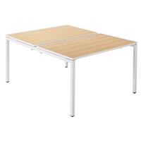 Teambureau voor twee personen, breedte 1200 mm, diepte 800 / 1660 mm, wit/beukenhout