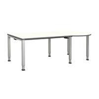 mauser Rechthoekige tafel, b x d = 1600 x 900 mm, halve ronding rechts, blad wit, onderstel blank aluminiumkleurig
