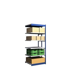 hofe Robuuste inhaakstelling, dubbelzijdig, stellinghoogte 2500 mm, blauw / verzinkt, legbordbreedte 1025 mm, aanbouwstelling, breedte x diepte = 1025 x 400 mm