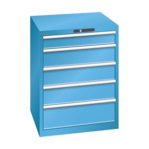 Lista Schubladenschrank, 5 Schubladen BxTxH 717 x 725 x 850 mm lichtblau, Schubladentraglast 75 kg