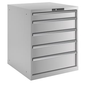 Lista Schubladenschrank, 5 Schubladen BxTxH 717 x 725 x 850 mm lichtgrau, Schubladentraglast 75 kg