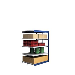 hofe Robuuste inhaakstelling, dubbelzijdig, stellinghoogte 2000 mm, blauw / verzinkt, legbordbreedte 1325 mm, aanbouwstelling, breedte x diepte = 1325 x 500 mm