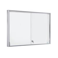 EUROKRAFTpro Vitrinekast, aluminium frame, schuifdeuren, 18 x A4, b x h x d = 1330 x 970 x 50 mm, frame met rechte hoeken