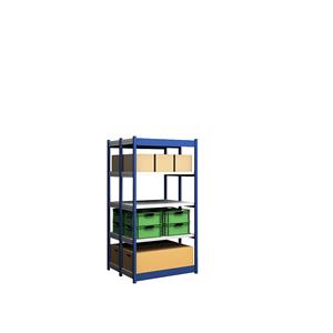 hofe Robuuste inhaakstelling, dubbelzijdig, stellinghoogte 2000 mm, blauw / verzinkt, legbordbreedte 1025 mm, basisstelling, breedte x diepte = 1025 x 400 mm