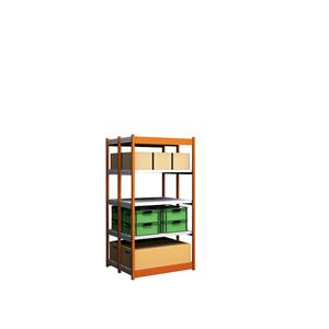 hofe Robuuste inhaakstelling, dubbelzijdig, stellinghoogte 2000 mm, oranje / verzinkt, legbordbreedte 1025 mm, basisstelling, breedte x diepte = 1025 x 400 mm