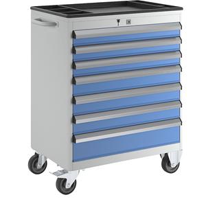 EUROKRAFTpro Schubladenschrank, fahrbar HxBxT 930 x 700 x 450 mm Schubladen 3 x 75, 3 x 100, 1 x 125 mm