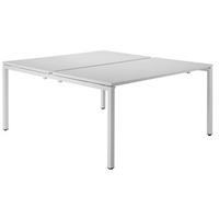 Teambureau voor twee personen, breedte 1400 mm, diepte 800 / 1660 mm, wit
