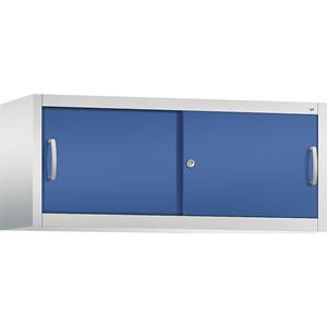 Cp ACURADO Aufsatzschrank mit Schiebetüren HxBxT 500 x 1200 x 400 mm lichtgrau / enzianblau