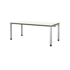 mauser Rechthoekige tafel, voetvorm van vierkante buis, h x b x d = 680 - 760 x 1800 x 800 mm, tafelblad kunststof gecoat, blad wit, onderstel aluminiumkleurig