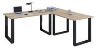 VCM Eckschreibtisch, Schreibtisch, Büromöbel, Computertisch, Winkeltisch, Tisch, Büro, Lona, 190 x 190 x 50 cm braun/grau