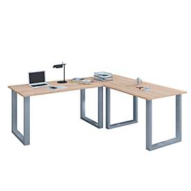 Hioshop Lona hoekbureau 190x160x80 cm U-frame Sonoma eiken decor, zilverkleurig.